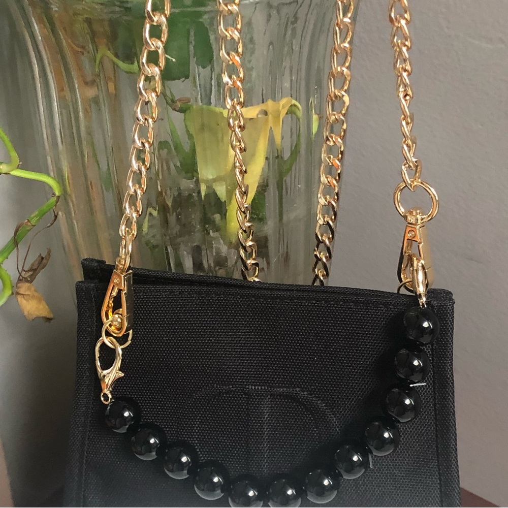 Black Christian dior makeup pouch with chain/pearl - Picture 5 of 14